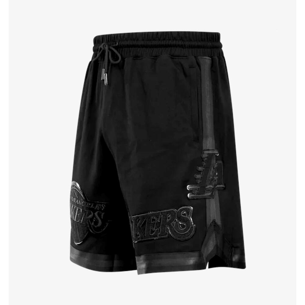 NBA LOS ANGELES LAKERS TRIPLE BLACK PRO TEAM MEN'S SHORTS Sz M embroidered